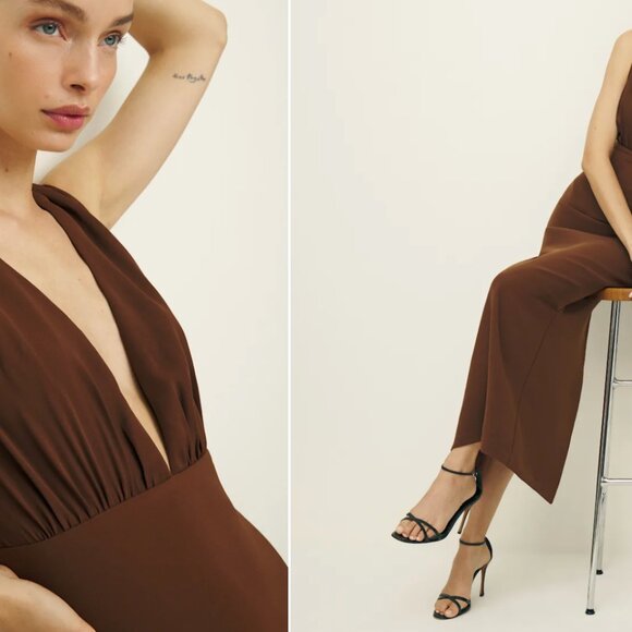 Reformation Velda Dress Brown - Size 8 - Picture 6 of 7